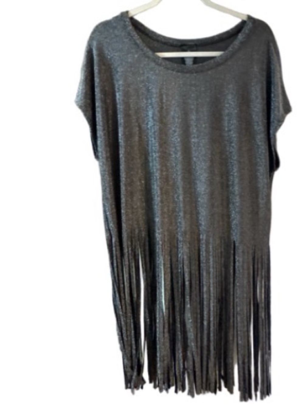 Vocal Metallic Gray Fringe shirt